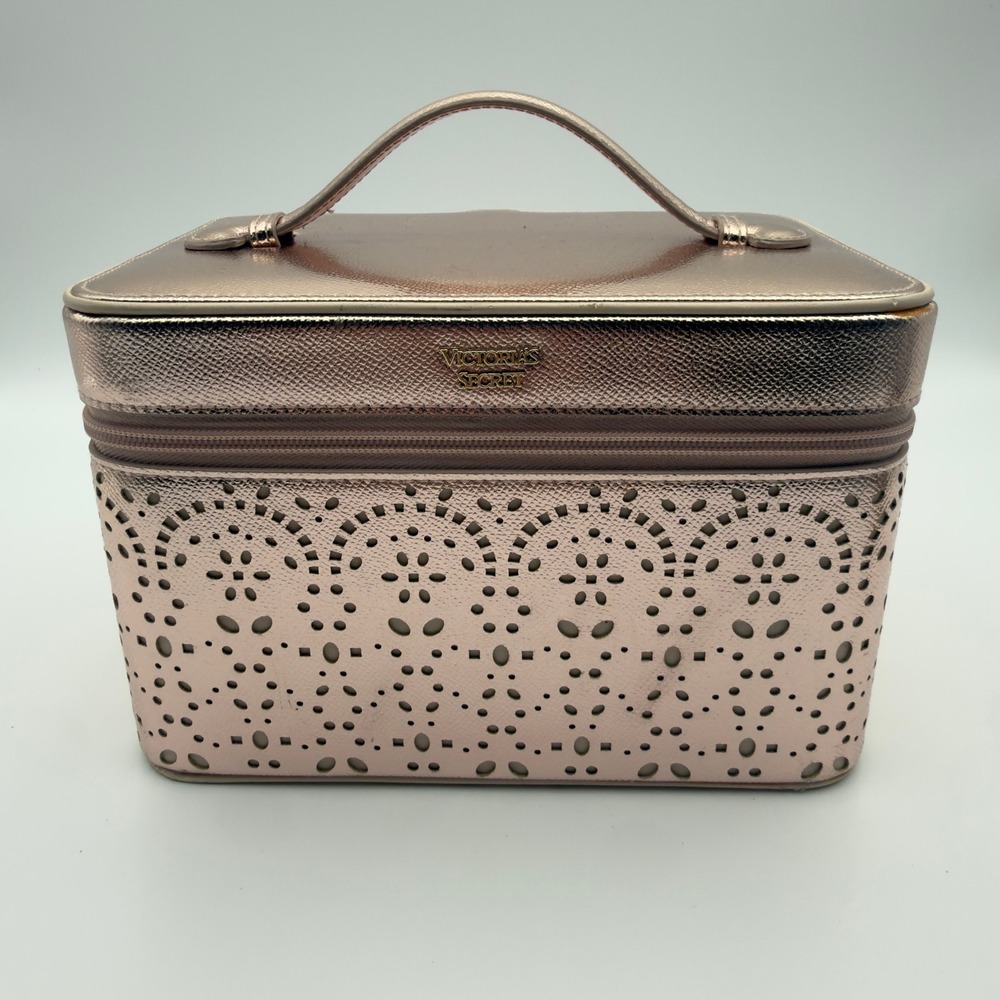 RARE Limited Edition Victorias Secret Glitter M Train Case Rose Gold